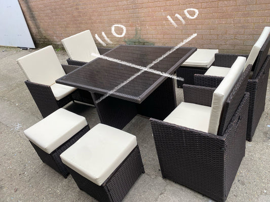 🚚Beautiful Rattan 8Seater Cubes Garden Set With Washable Cushions For Sale