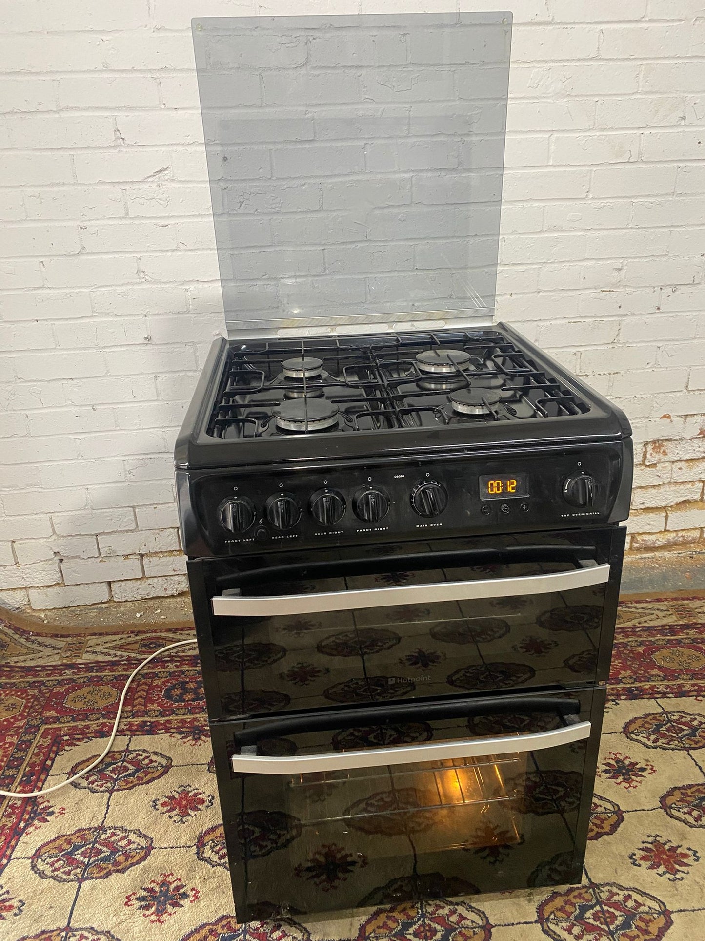 🚚Beautiful HotPoint 60CM Black Gas Cooker Oven/Grill For Sale