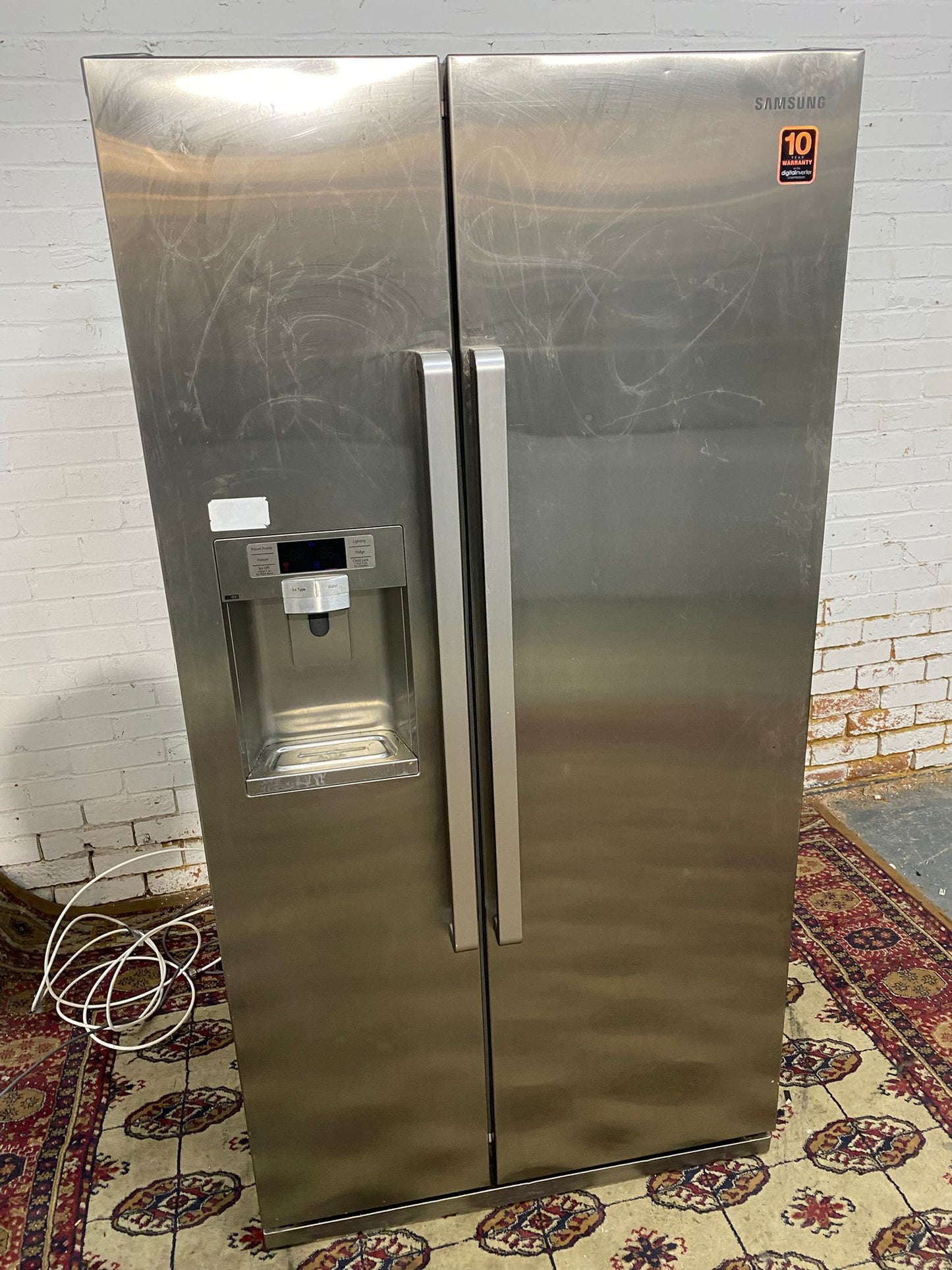 🚚Samsung Stainless Steel Double Door 90CM Wide Frost Free Plumb In American Fridge Freezer For Sales