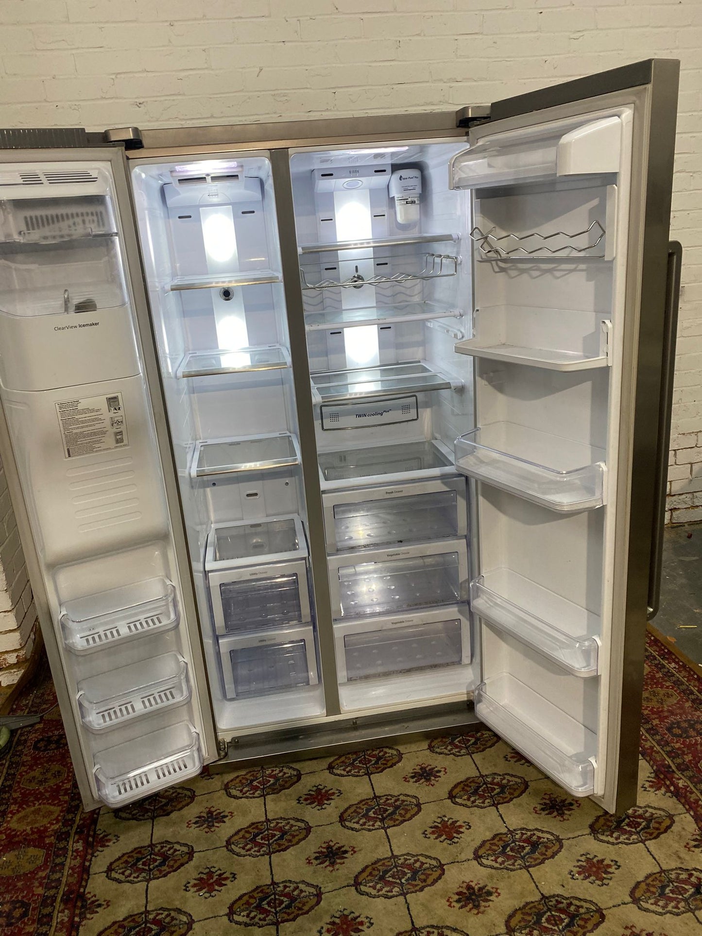 🚚Samsung Stainless Steel Double Door 90CM Wide Frost Free Plumb In American Fridge Freezer For Sales