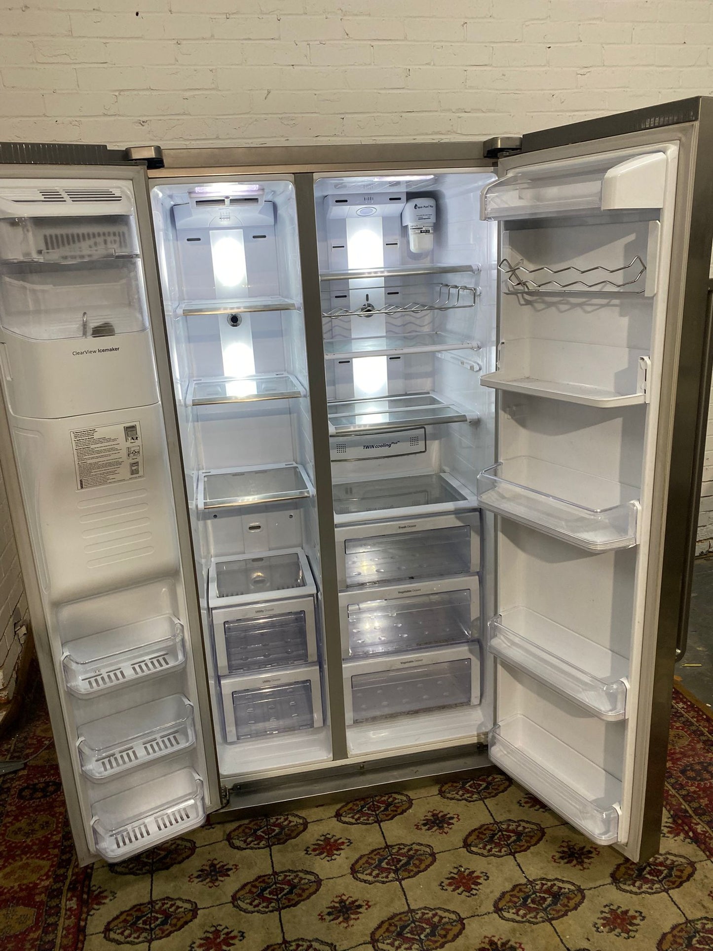 🚚Samsung Stainless Steel Double Door 90CM Wide Frost Free Plumb In American Fridge Freezer For Sales