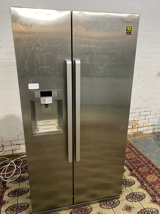 🚚Samsung Stainless Steel Double Door 90CM Wide Frost Free Plumb In American Fridge Freezer For Sales