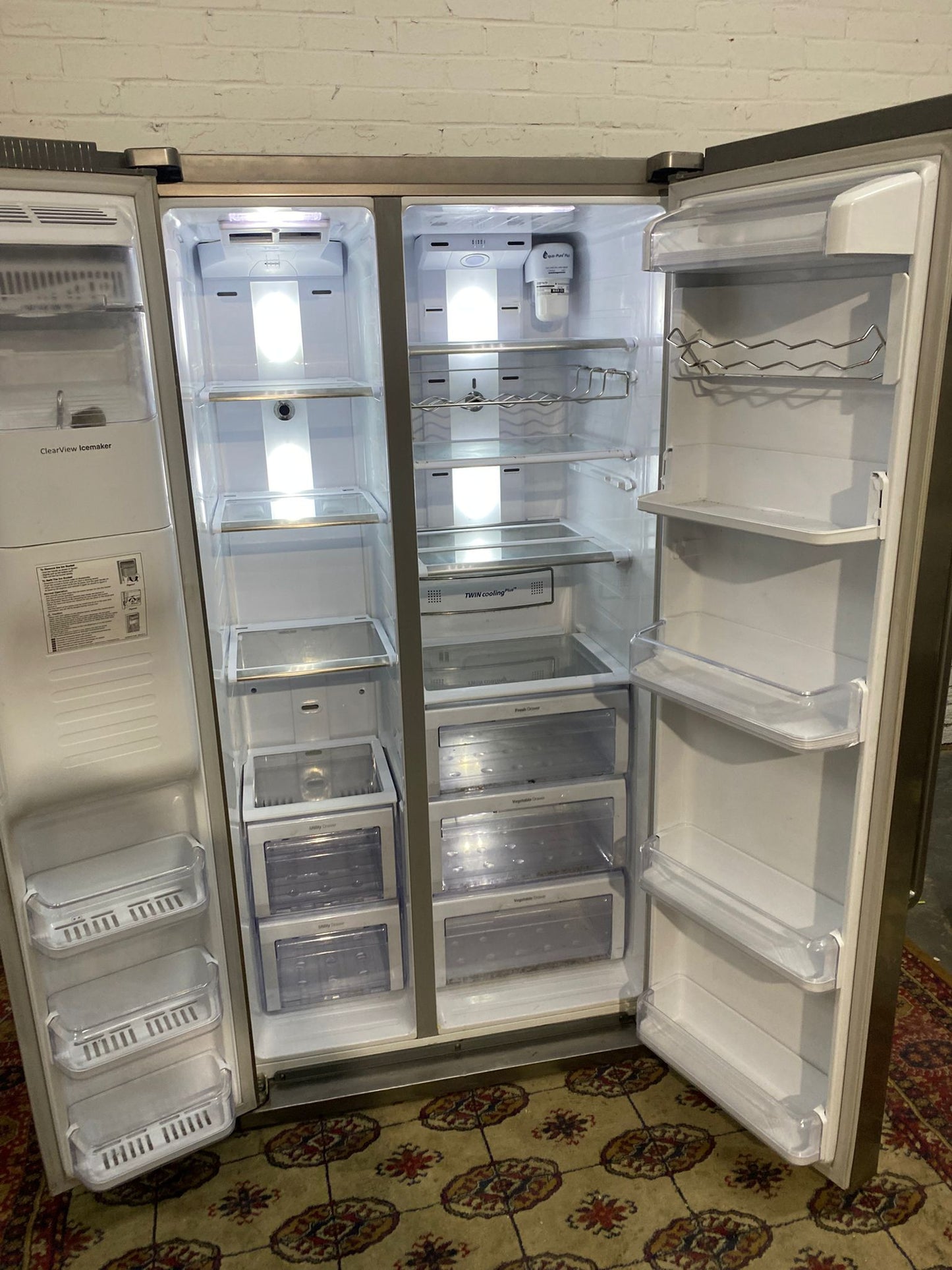 🚚Samsung Stainless Steel Double Door 90CM Wide Frost Free Plumb In American Fridge Freezer For Sales