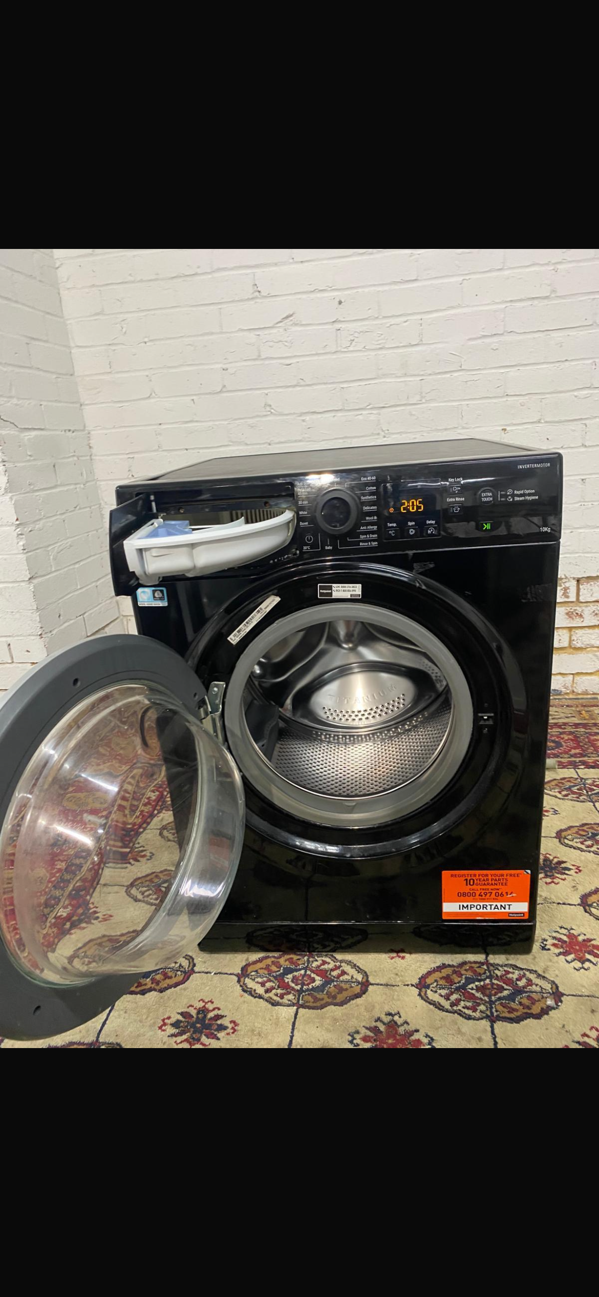 Hotpoint Large Drum Black 10KG Washing Machine Latest Model