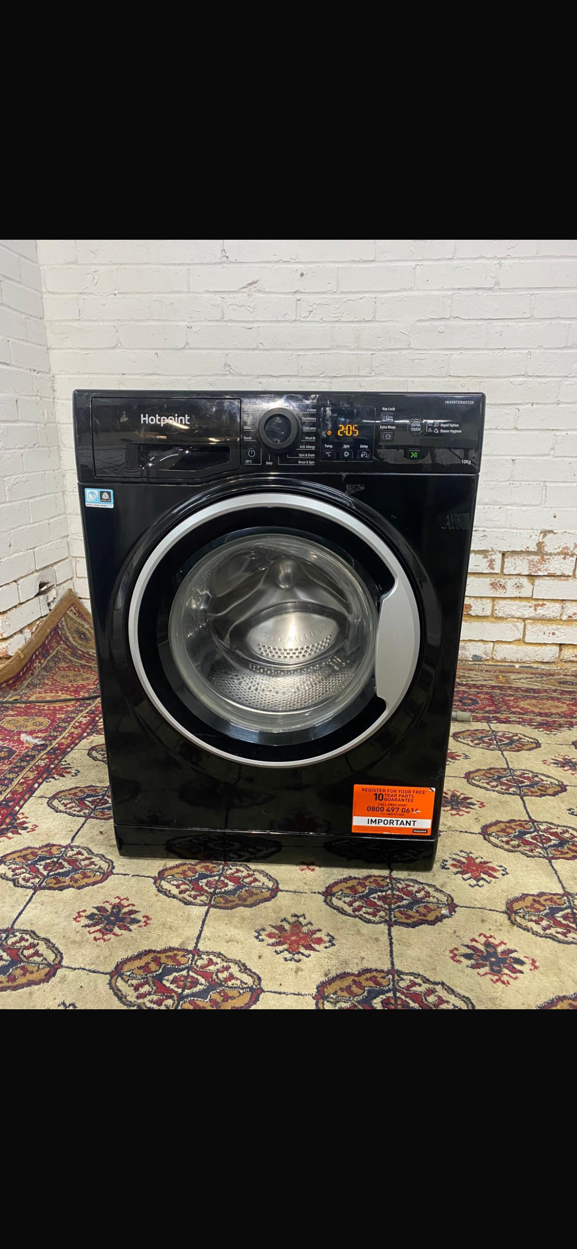 Hotpoint Large Drum Black 10KG Washing Machine Latest Model
