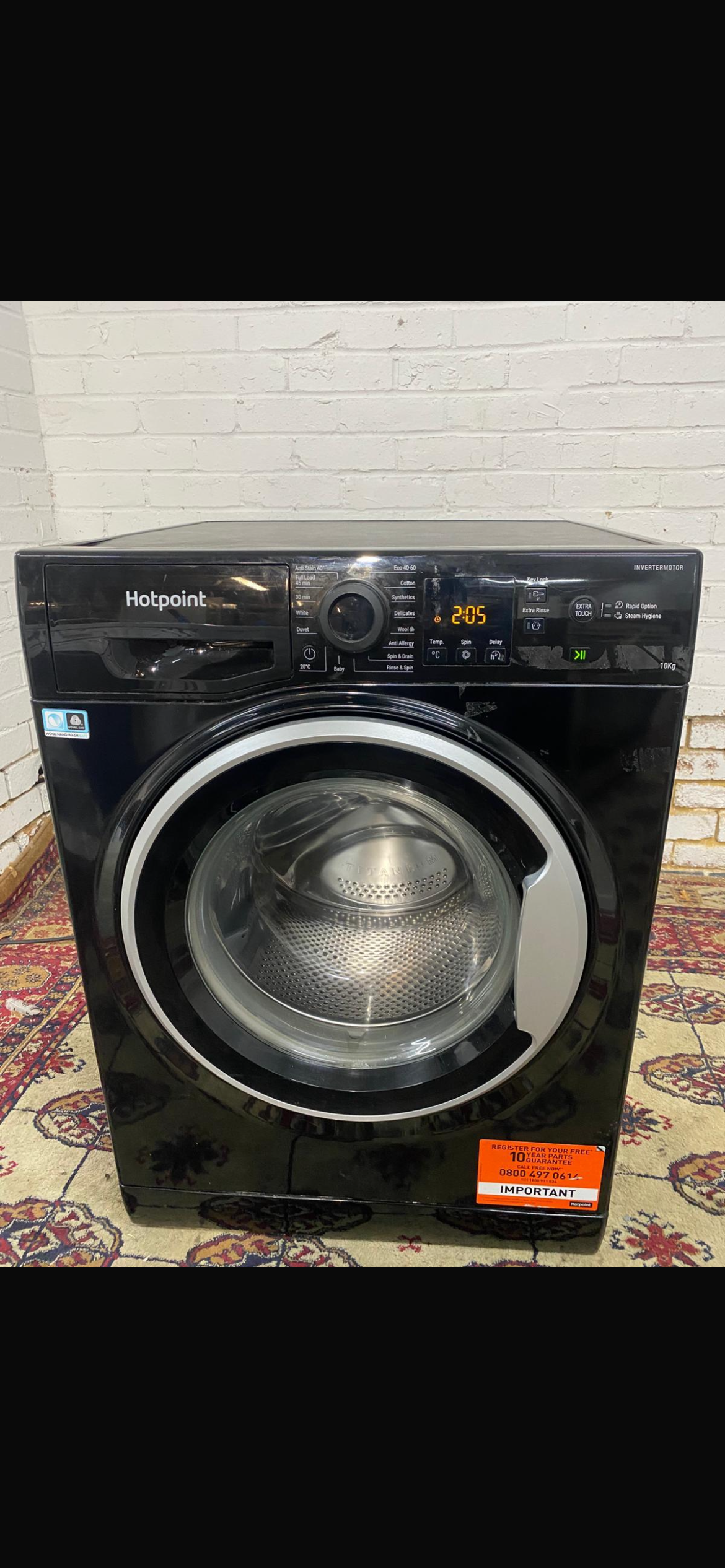 Hotpoint Large Drum Black 10KG Washing Machine Latest Model