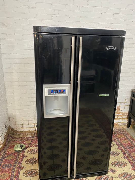 🚚Beautiful RangeMaster Black Plumb In American Ice maker Fridge Freezer For Sale