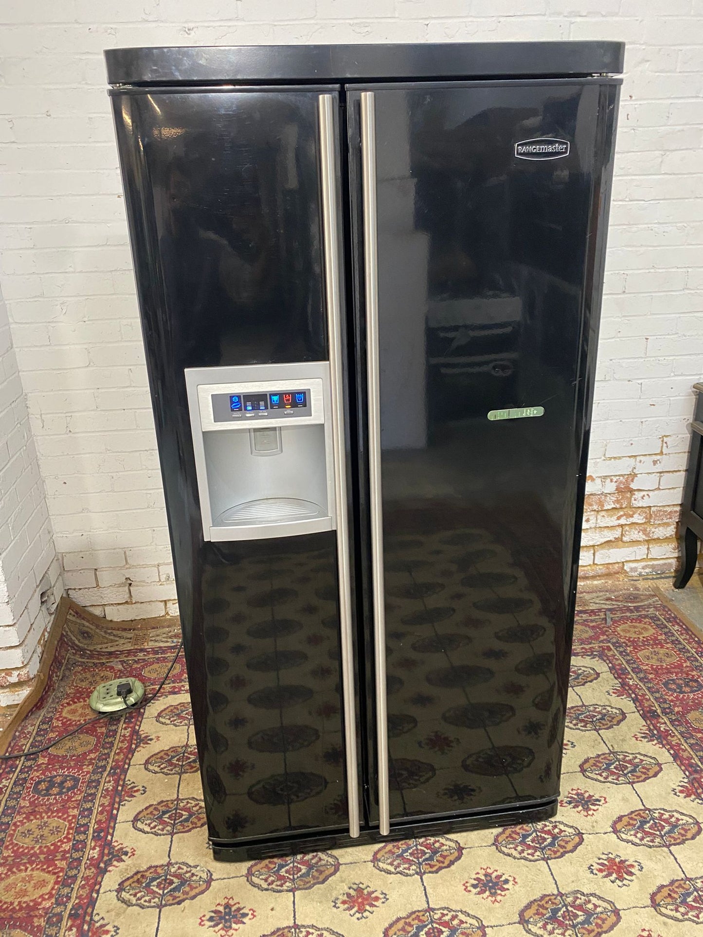 🚚Beautiful RangeMaster Black Plumb In American Ice maker Fridge Freezer For Sale