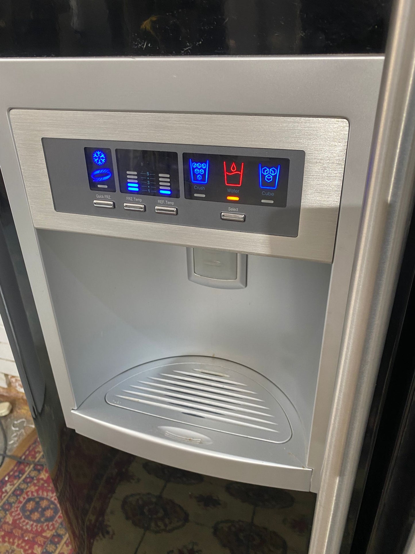 🚚Beautiful RangeMaster Black Plumb In American Ice maker Fridge Freezer For Sale