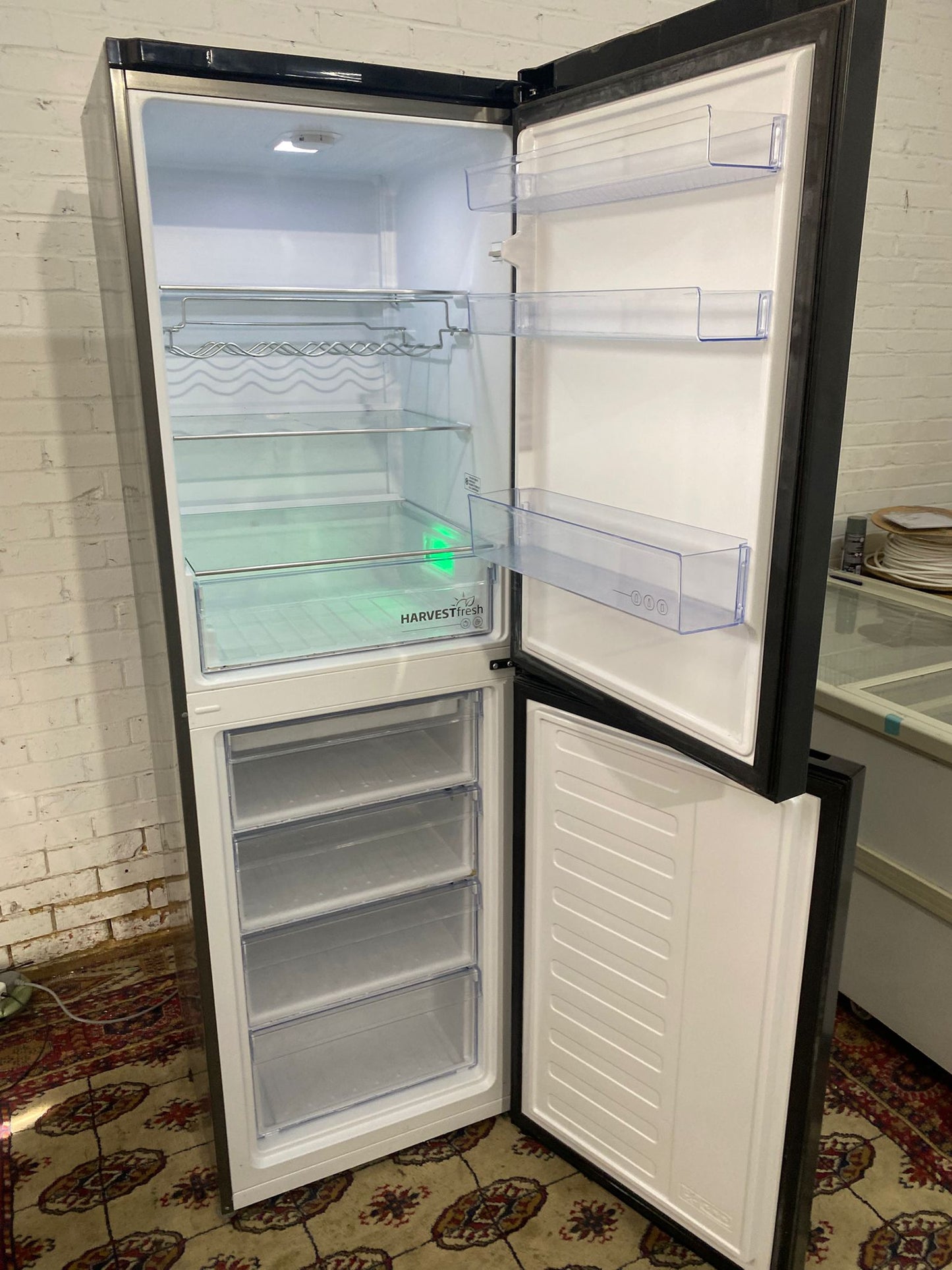 🚚Tall Beko Black/Greyish Fridge Freezer With 3Diffrrent Colours Light Inside For Sale