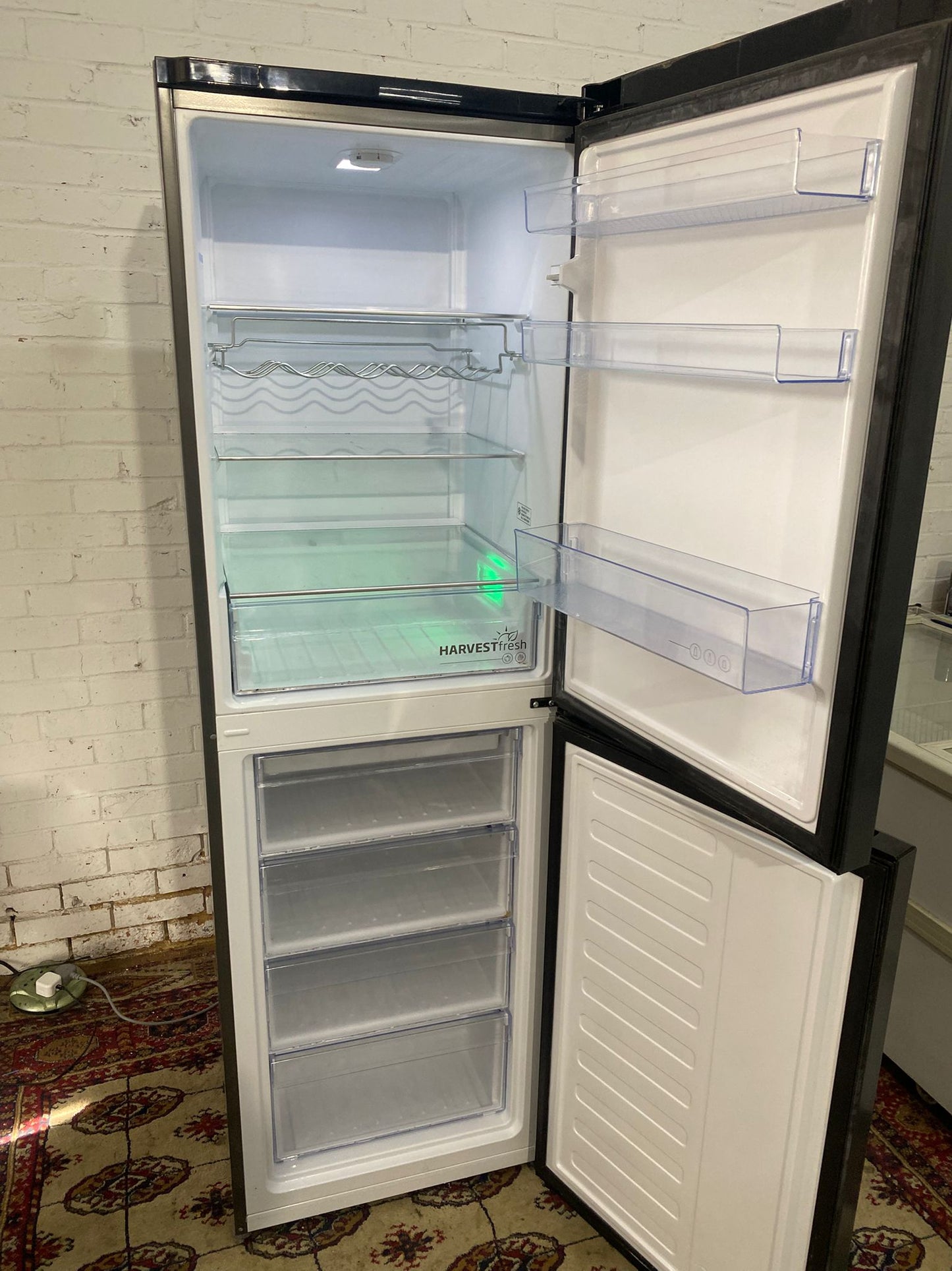 🚚Tall Beko Black/Greyish Fridge Freezer With 3Diffrrent Colours Light Inside For Sale