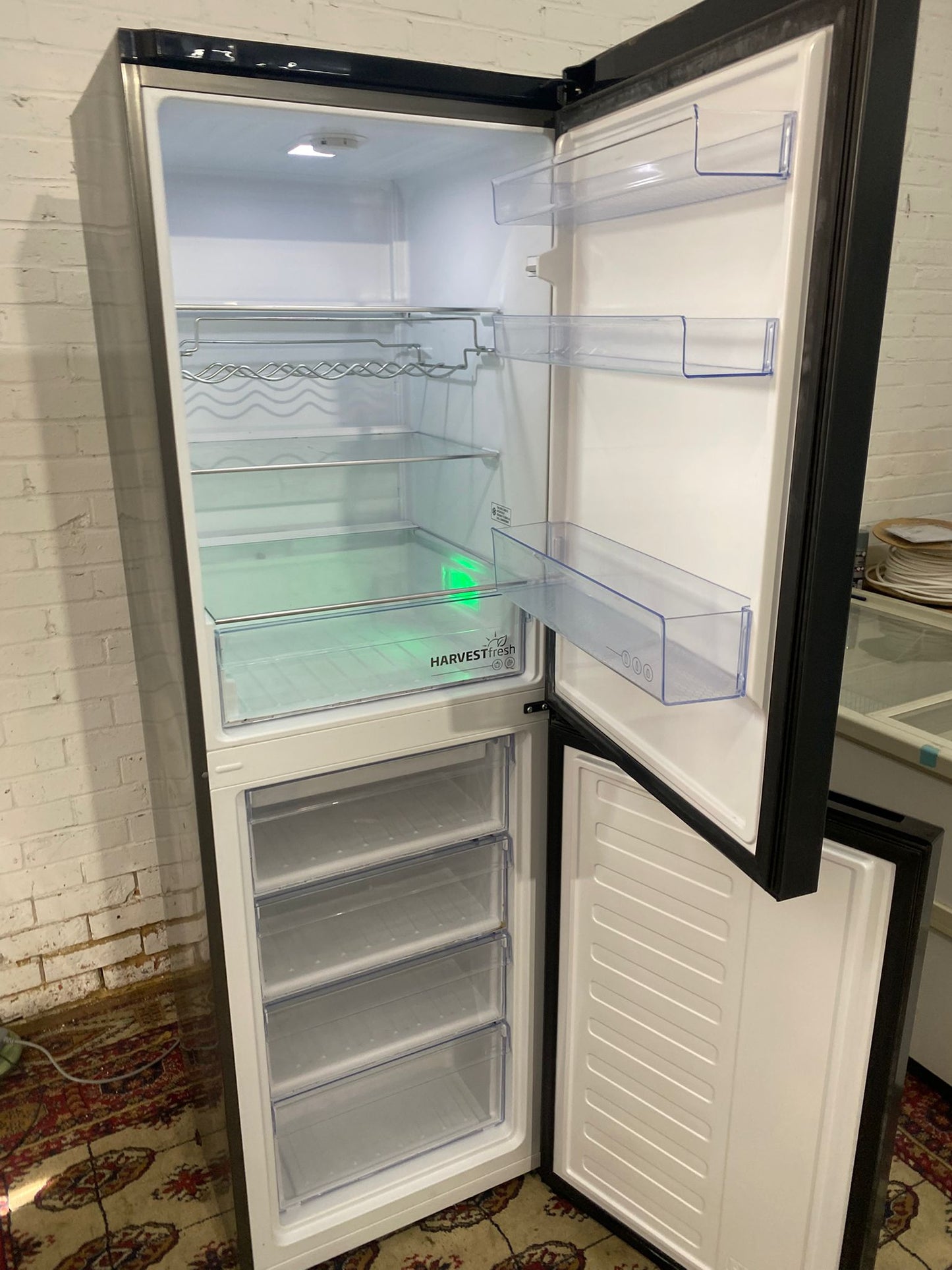 🚚Tall Beko Black/Greyish Fridge Freezer With 3Diffrrent Colours Light Inside For Sale