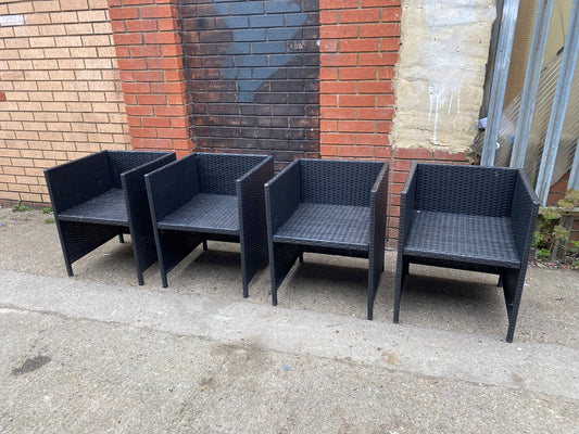 ✅🚚4 Rattan Garden Cubes Chairs Sale