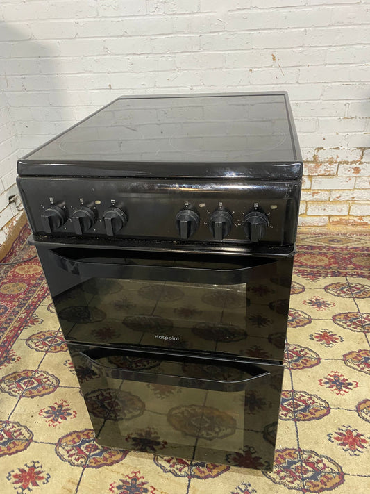 🚐Beautiful HotPoint Black 50CM Electric Ceramic Cooker With  Oven/Grill For Sale