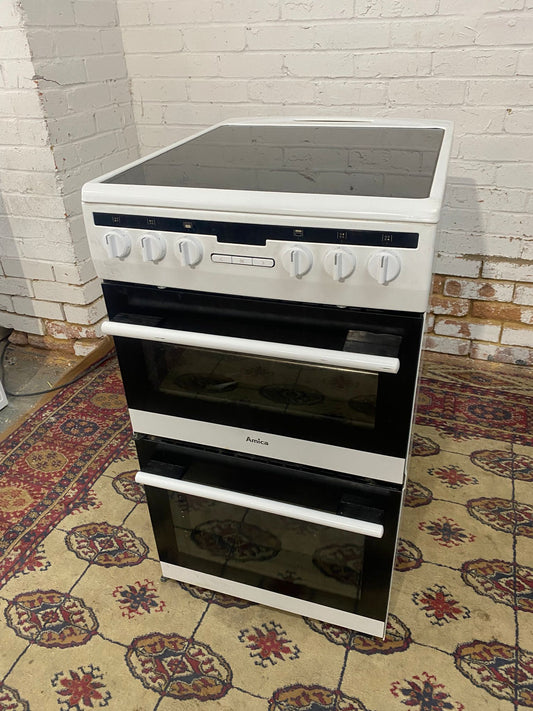 🚚Beautiful 50 CM Amica White Electric Ceramic Cooker With Oven/Grill For Sale