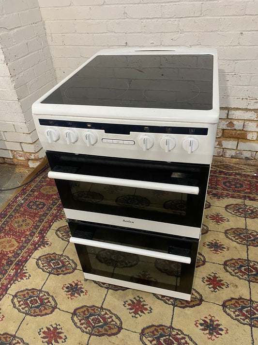 🚚Beautiful 50 CM Amica White Electric Ceramic Cooker With Oven/Grill For Sale