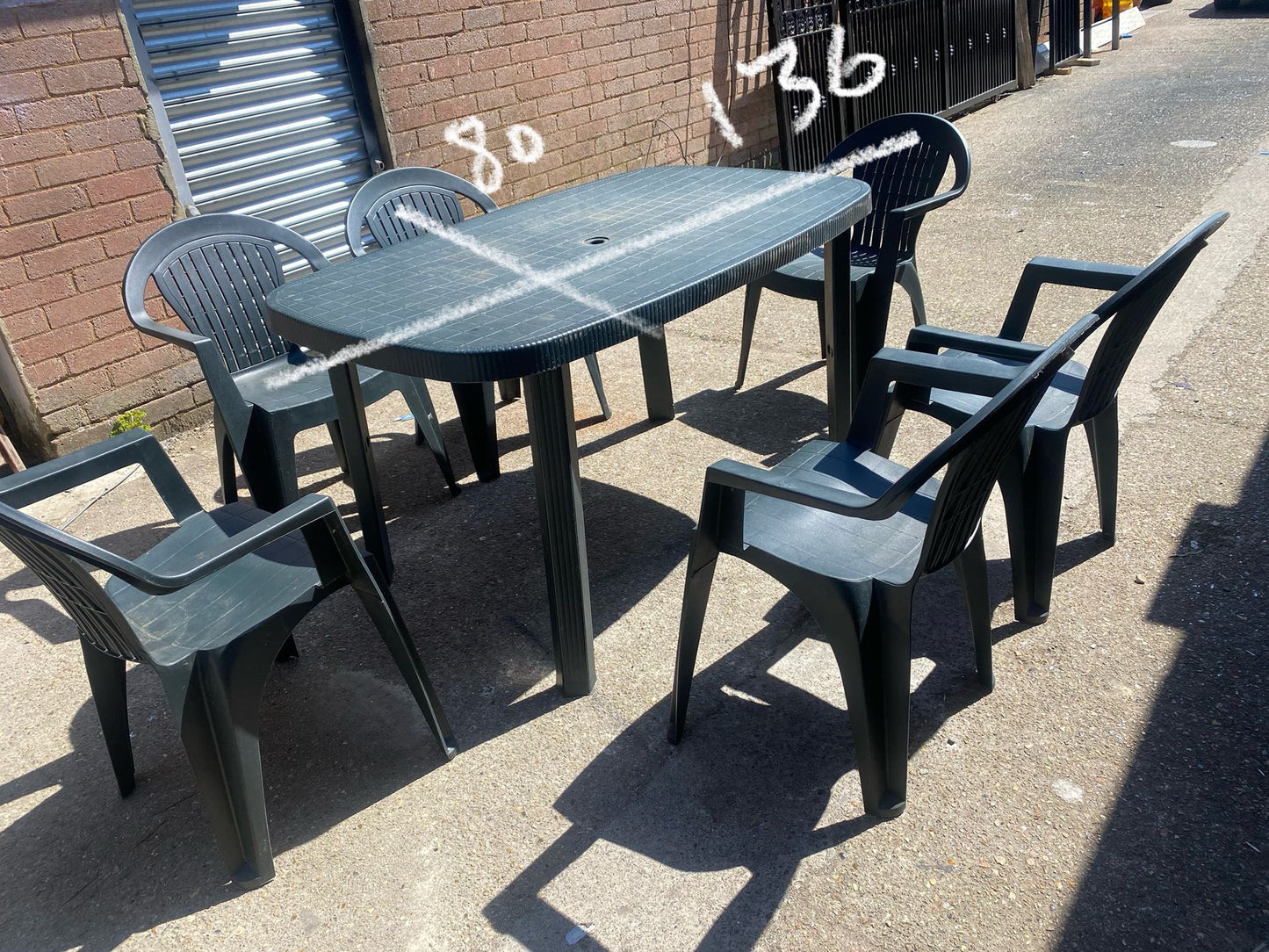🚚Beautiful Plastic Square Table With 6 Convass Chairs For Sale