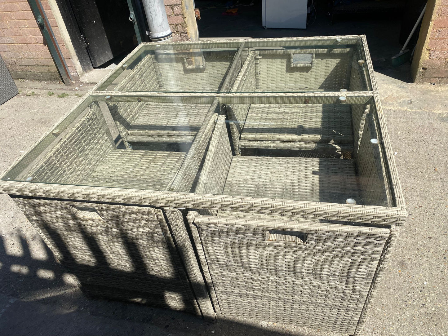🚚Beautiful Rattan 4 Seater Cubes Garden Set With Washable Cushions For Sale