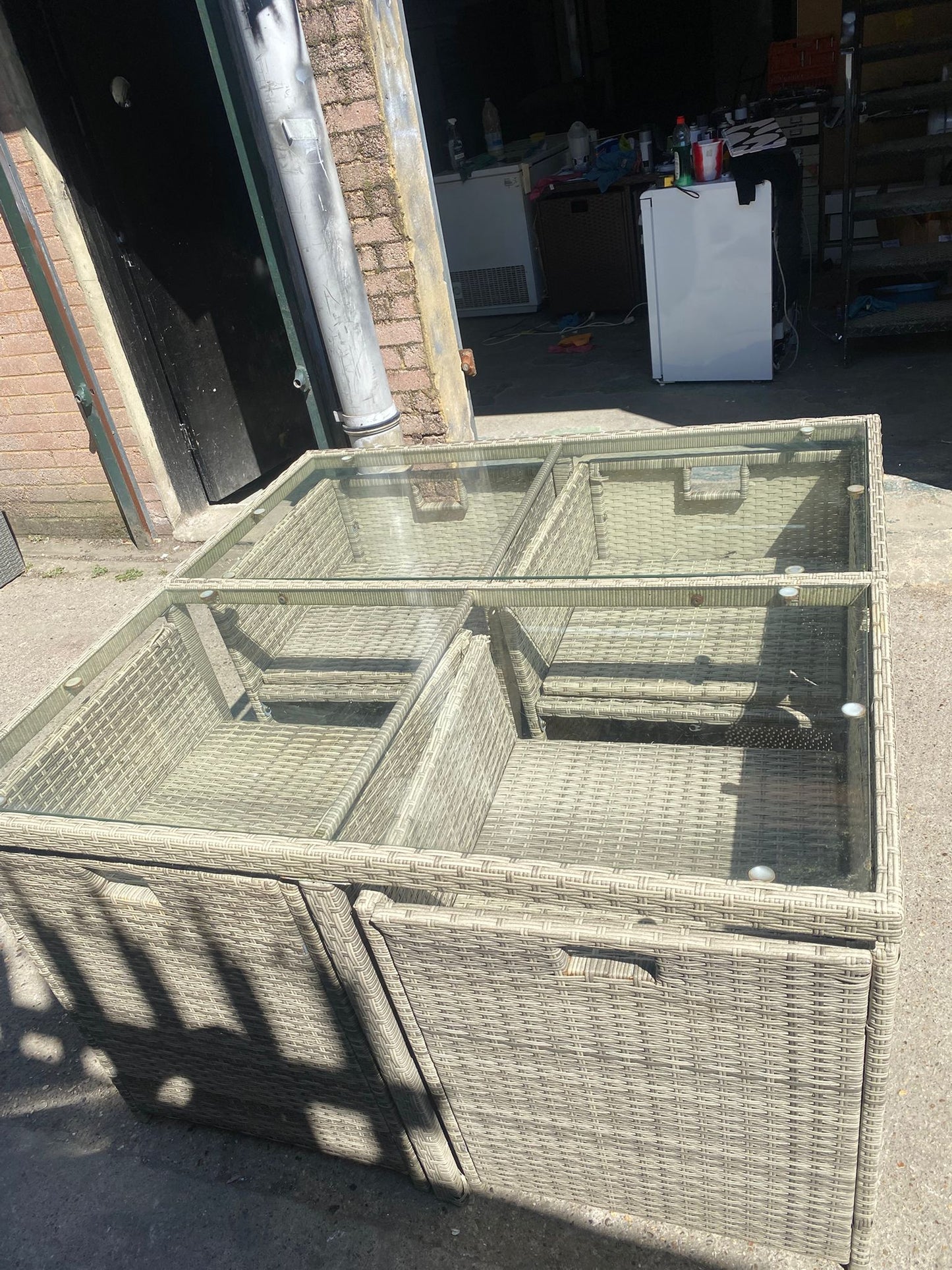🚚Beautiful Rattan 4 Seater Cubes Garden Set With Washable Cushions For Sale
