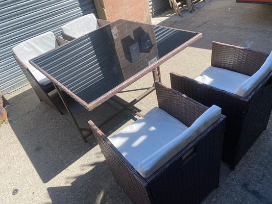 🚚Beautiful Rattan 4Seater Cubes Garden Set With Washable Cushions For Sale