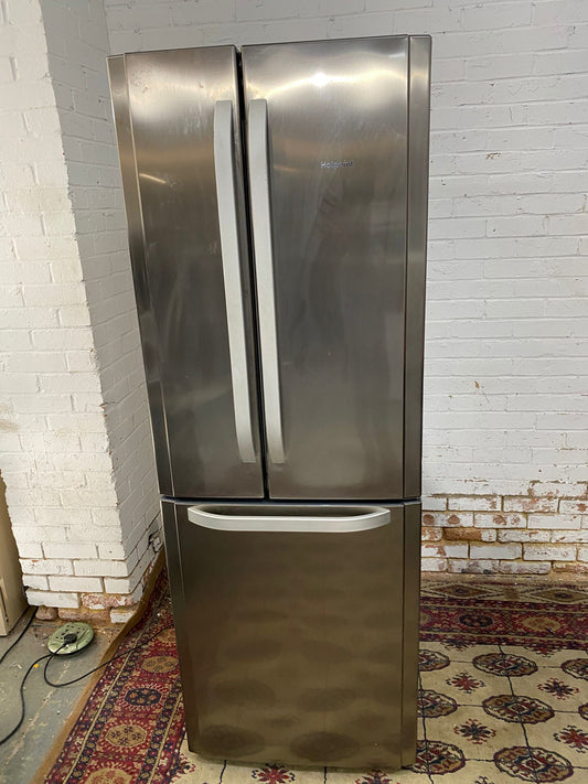 Beautiful HotPoint 70 CM Wide Stainless Steel French Style Fridge Freezer For Sale