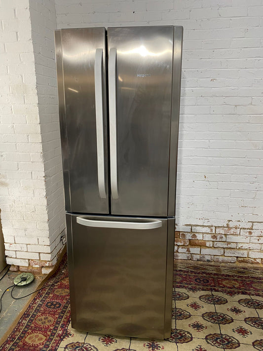 Beautiful HotPoint 70 CM Wide Stainless Steel French Style Fridge Freezer For Sale