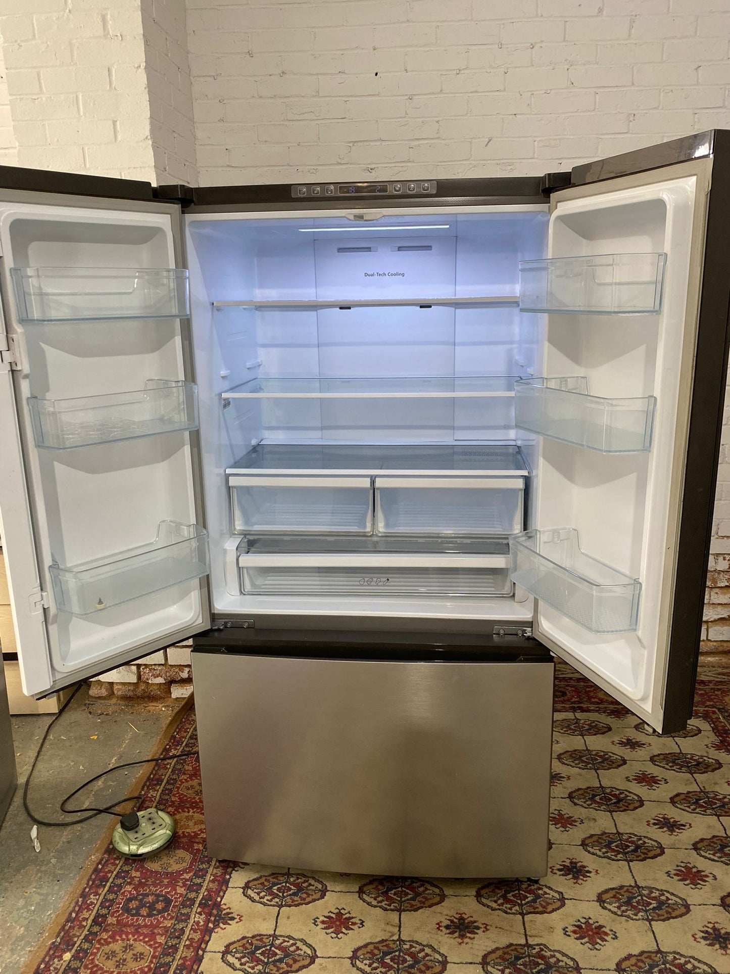 Beautiful Hisense 92CM Wide Stainless Steel French Style Fridge Freezer For Sale