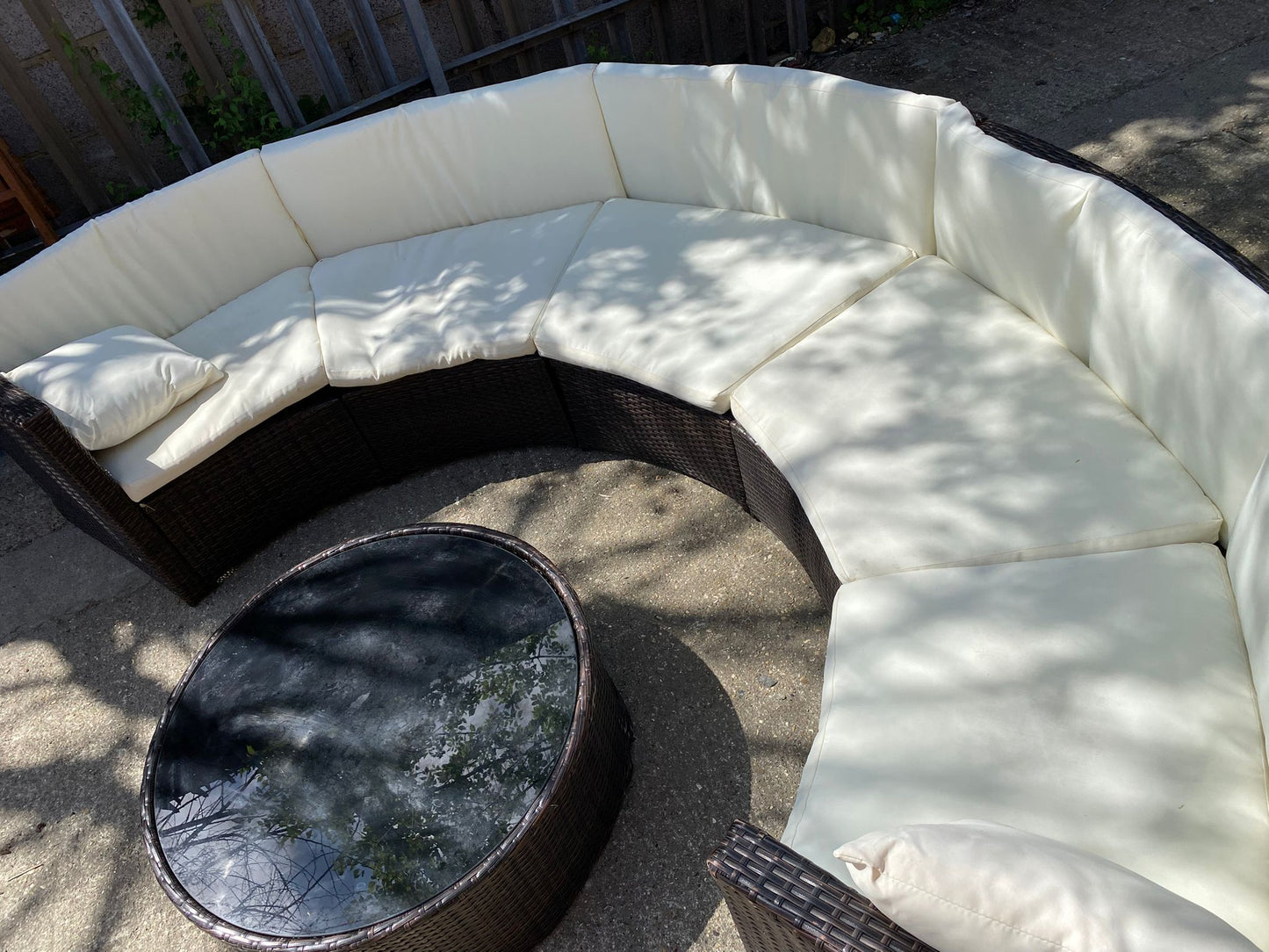 Beautiful Rattan Corner Set With Glass Coffee Table For Sale (video available)