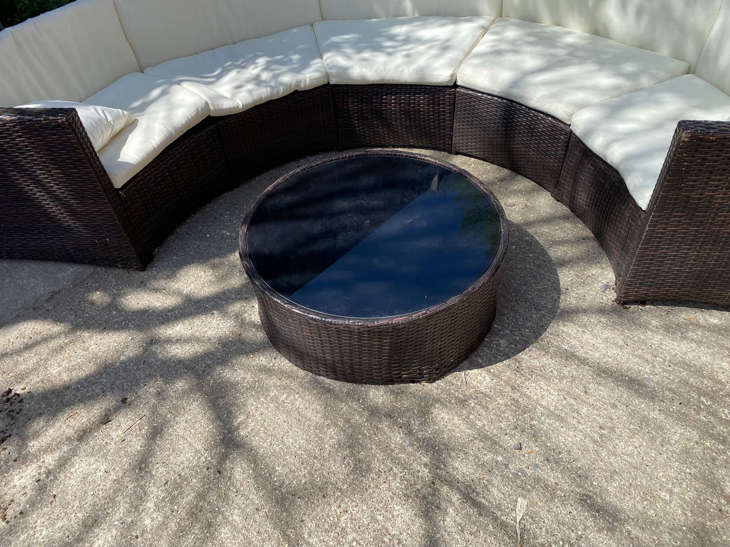 Beautiful Rattan Corner Set With Glass Coffee Table For Sale (video available)