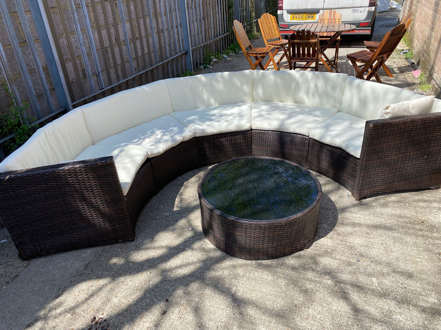 Beautiful Rattan Corner Set With Glass Coffee Table For Sale (video available)