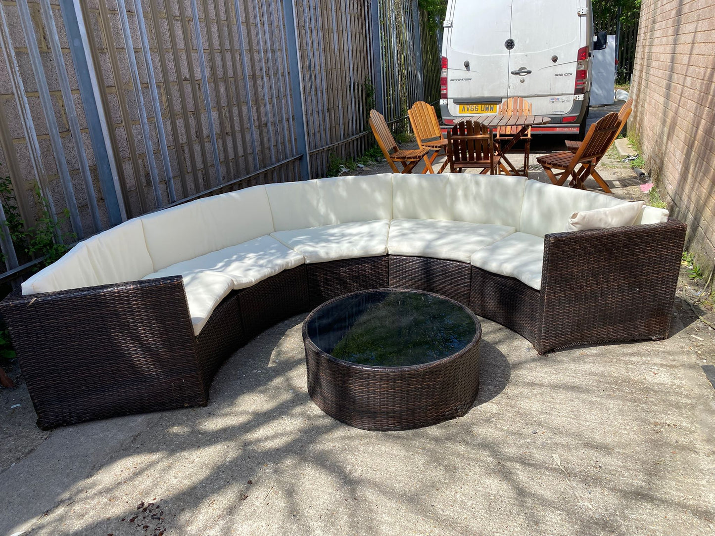 Beautiful Rattan Corner Set With Glass Coffee Table For Sale (video available)
