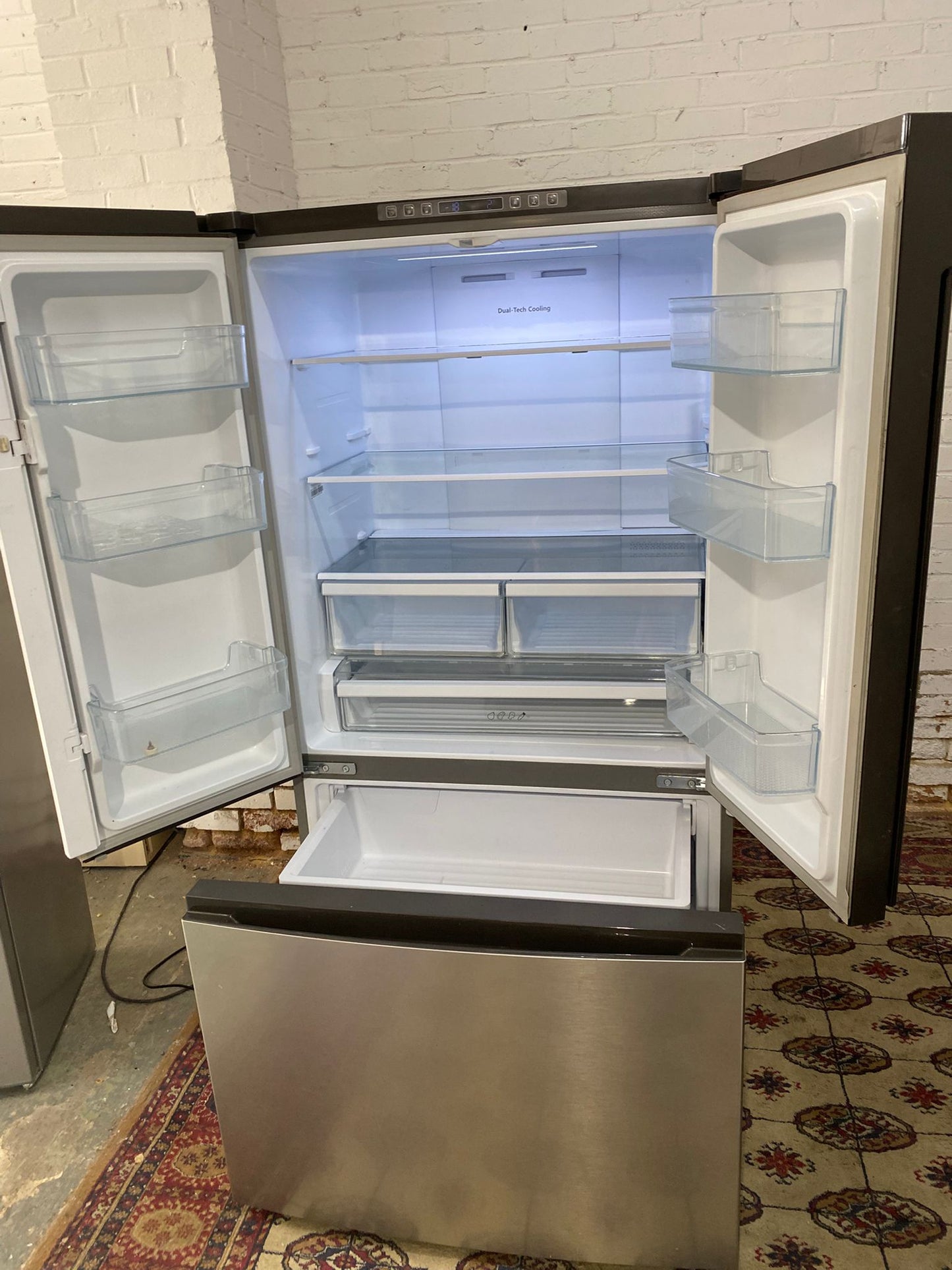 Beautiful Hisense 92CM Wide Stainless Steel French Style Fridge Freezer For Sale