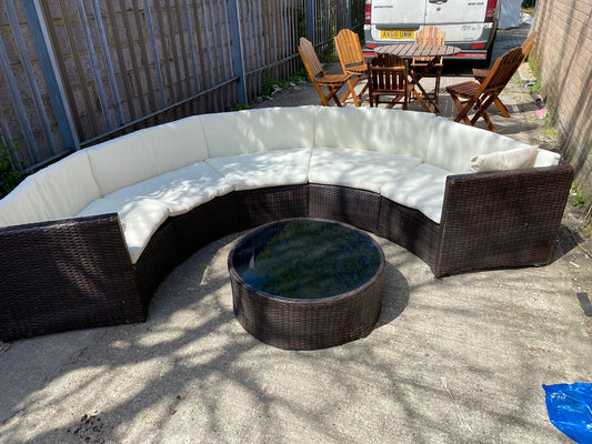 Beautiful Rattan Corner Set With Glass Coffee Table For Sale (video available)