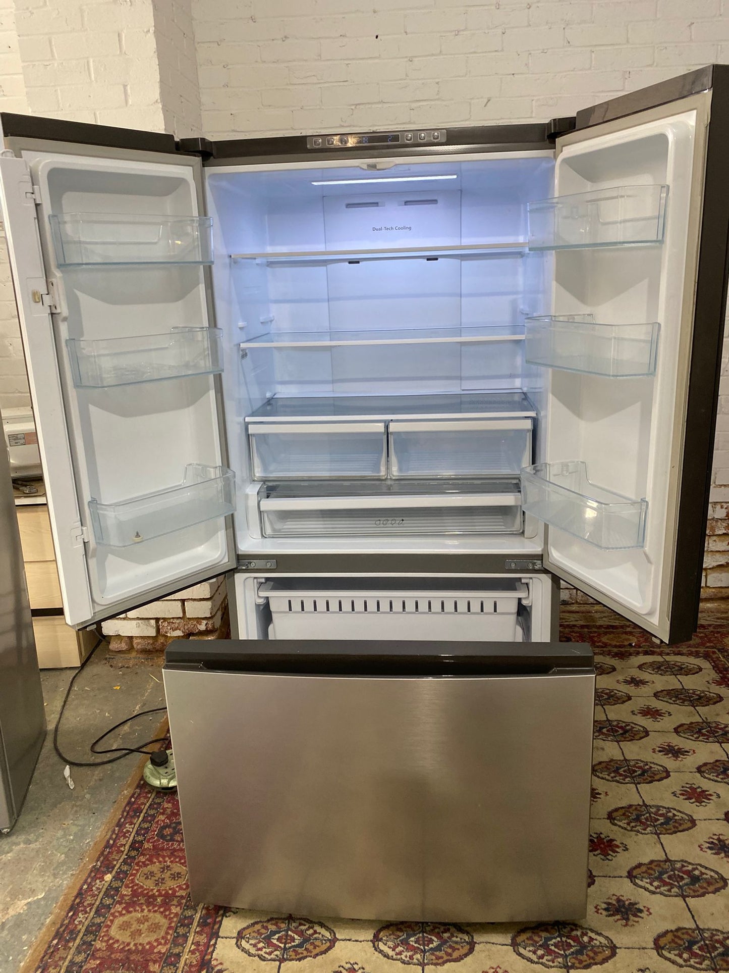 Beautiful Hisense 92CM Wide Stainless Steel French Style Fridge Freezer For Sale