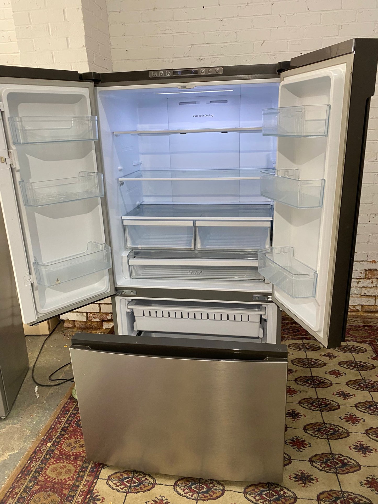 Beautiful Hisense 92CM Wide Stainless Steel French Style Fridge Freezer For Sale