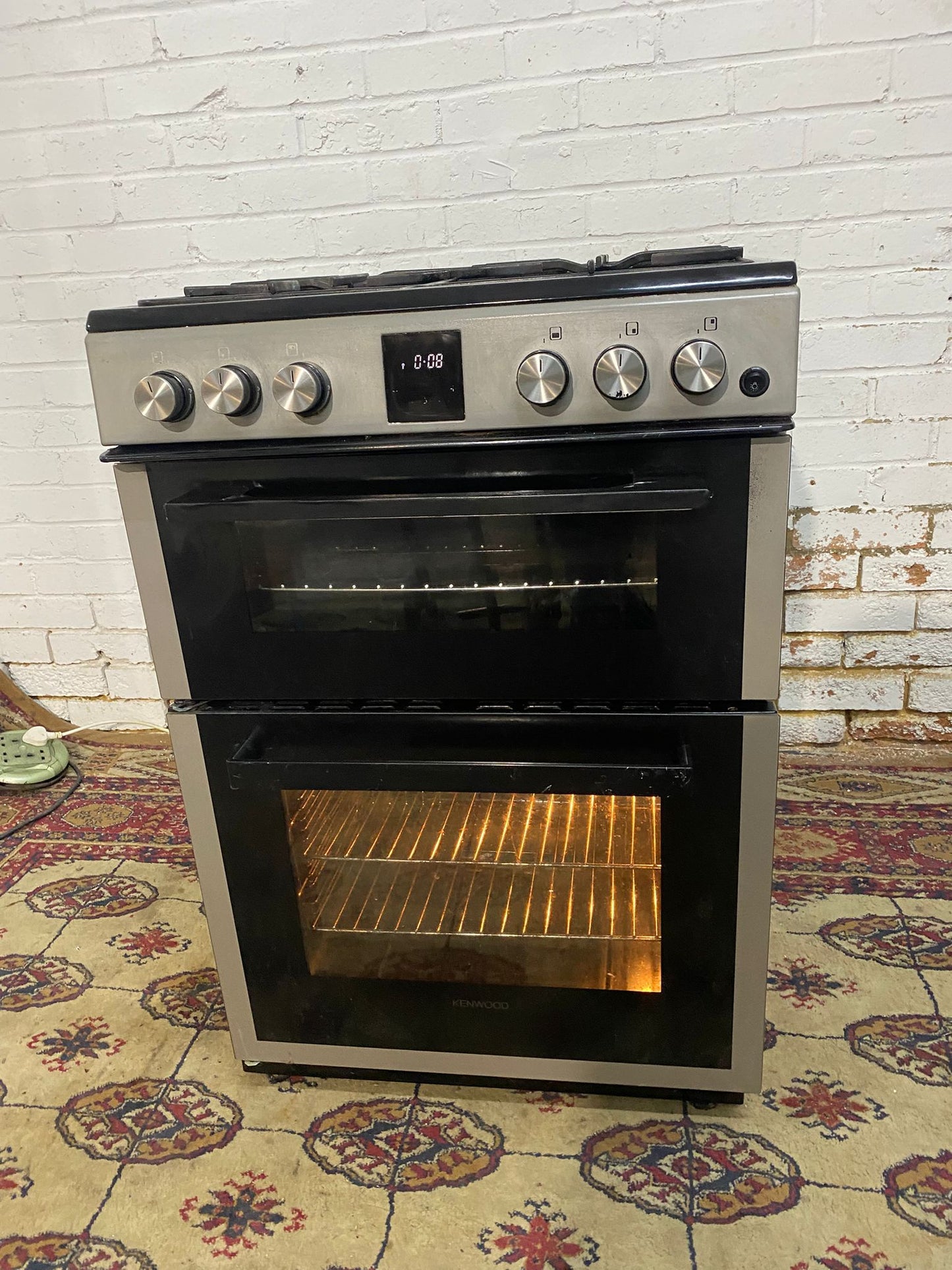 Beautiful Kenwood Silver Grey Free Standing 60CM Gas Cooker With Dual Oven/Grill For Sale