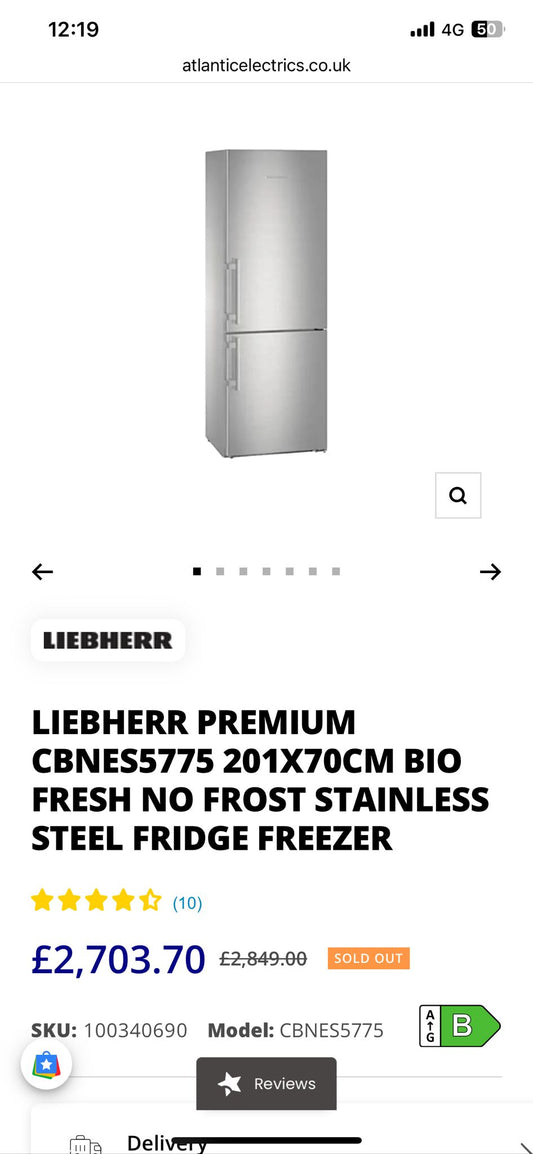 Beautiful Liebherr 70 CM Wide Stainless Steel Fridge Freezer For Sale