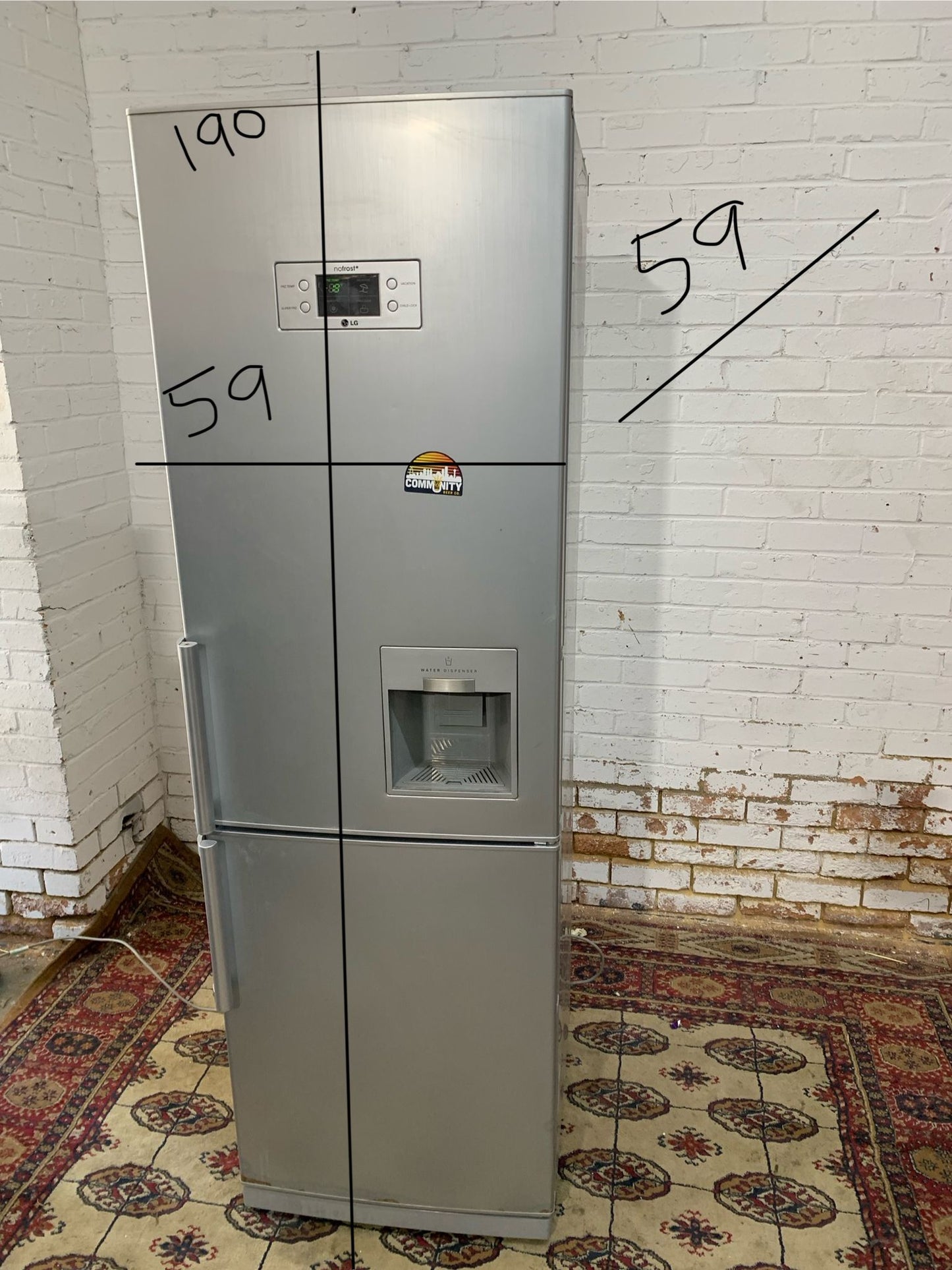 Beautiful Tall LG Grey Fridge Freezer With Water Dispenser For Sale