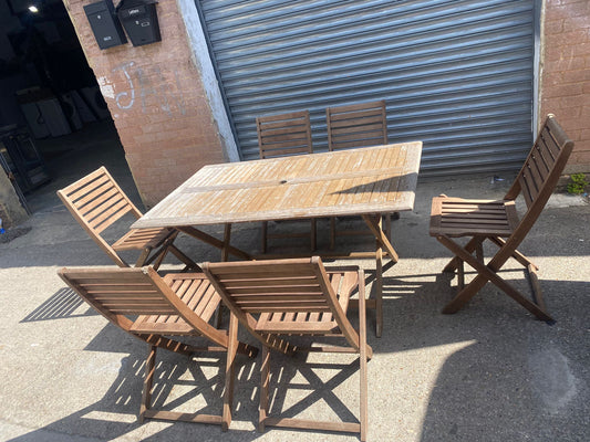 Beautiful Branded Wooden Large Teak Square Table With 6 Chairs For Sale