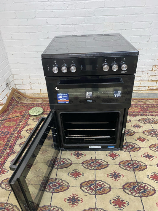 Beko Black 60CM Electric Ceramic Cooker With Dual Oven/Grill