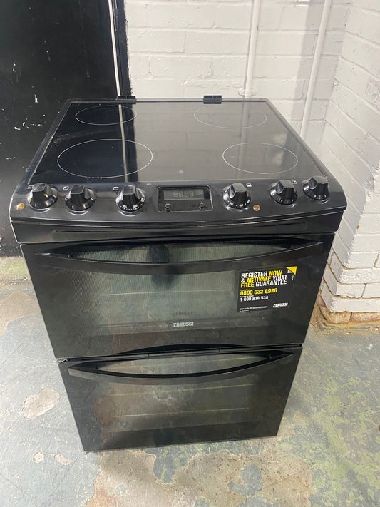 Top Brand Zanussi Black  60 CM Electric Ceramic Cooker With  Oven/ Grill
